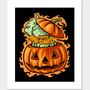 happy halloween jack o lantern illustration Posters and Art